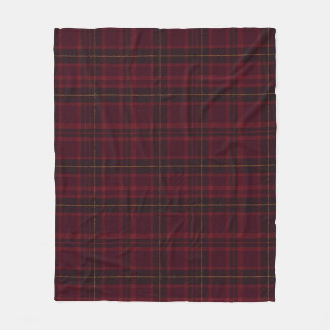Eleganter Burgunder-Tartan Fleecedecke (Vorderseite)