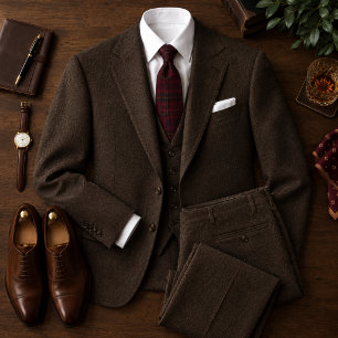 Eleganter Burgunder-Tartan Krawatte