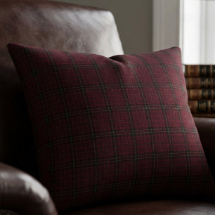Eleganter Burgunder-Tartan Lendenkissen