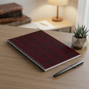 Eleganter Burgunder-Tartan Notizblock
