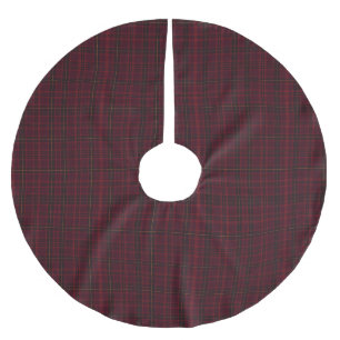 Eleganter Burgunder-Tartan Polyester Weihnachtsbaumdecke