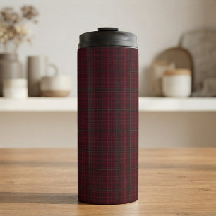 Eleganter Burgunder-Tartan Thermosbecher