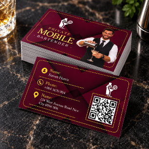 Eleganter burgunderroter QR-Code für mobile Barkee Visitenkarte