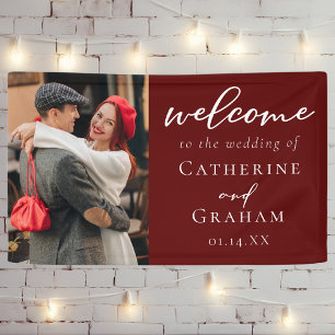 Eleganter Burgundy Couple Foto Abend Wedding Banner