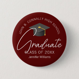 Eleganter Burgundy Graduate Custom 2025 Abschluss Button