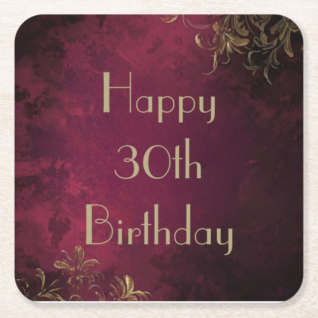 Eleganter Burgundy & Imitats Gold Paper Untersetze Rechteckiger Pappuntersetzer (Vorderseite)