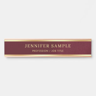 Eleganter Burgundy Red Glamour Gold Farbtext Long Türschild