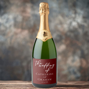 Eleganter Burgundy Typografy Abend Wedding