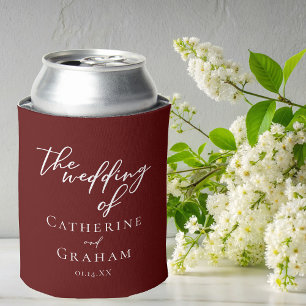 Eleganter Burgundy Typografy Abend Wedding Dosenkühler
