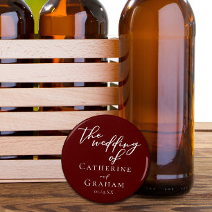 Eleganter Burgundy Typografy Abend Wedding Flaschenöffner