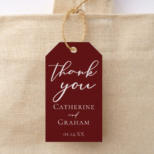 Eleganter Burgundy Typografy Abend Wedding Geschenkanhänger