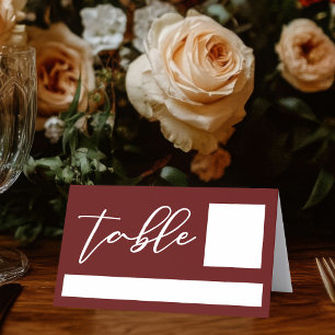 Eleganter Burgundy Typografy Abend Wedding Platzkarte