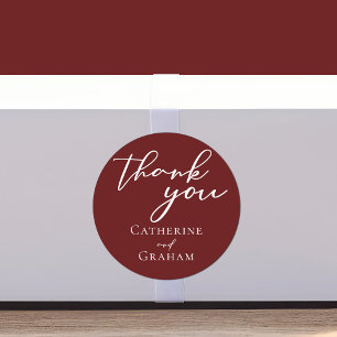 Eleganter Burgundy Typografy Abend Wedding Runder Aufkleber