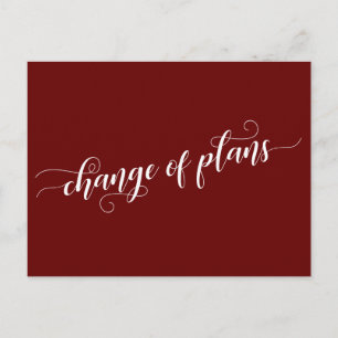 Eleganter Burgundy-Wechsel von Plänen für verspäte Postkarte