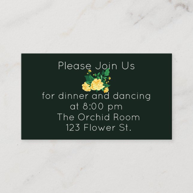 Eleganter Butter Yellow Camellia Empfang Begleitkarte (Vorderseite)