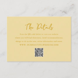 Eleganter Butter Yellow QR Code Moderne Hochzeit Begleitkarte