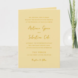Eleganter Butter Yellow QR Code Moderne Hochzeit Einladung
