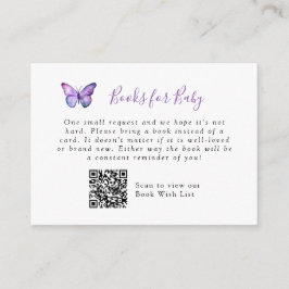 Eleganter Butterfly Baby Shower Book Request QR Co Begleitkarte