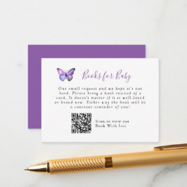 Eleganter Butterfly Baby Shower Book Request QR Co Begleitkarte