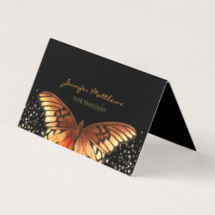 Eleganter Butterfly Glitzer Orange Black Visitenkarten