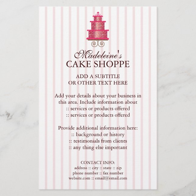 Eleganter Cake Custom Bakery Business Flyer (Vorne)