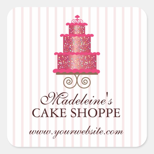 Eleganter Cake Custom Bakery Business Sticker (Vorderseite)