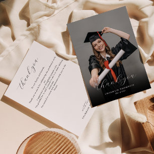 Eleganter Calligrafy Foto Abschluss Dankeskarte