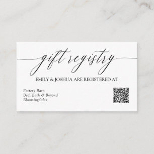 Eleganter Calligrafy Gift Registry QR Code Begleitkarte