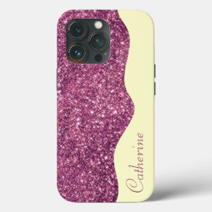 Eleganter Calligrafy Lila Tropfen Glitzer Custom Case-Mate iPhone Hülle