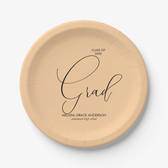 Eleganter Calligrafy Script-Abschluss Pappteller (Vorderseite)