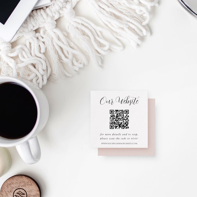 Eleganter Calligrafy Wedding Website QR Code Begleitkarte (Von Creator hochgeladen)