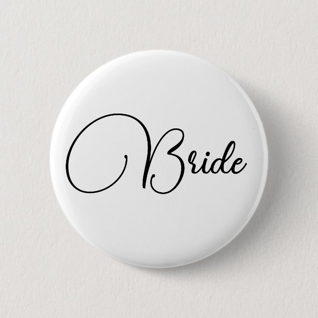 Eleganter Calligraphy Bride Junggeselinnen-Abschie Button (Vorderseite)