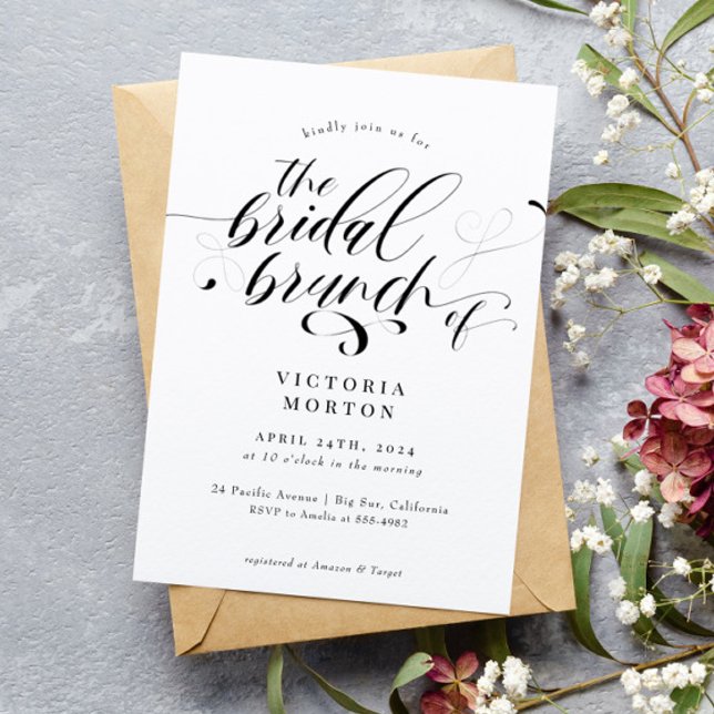 Eleganter Calligraphy Classic Bridal Brunch Einladung (Von Creator hochgeladen)