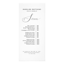 Eleganter Calligraphy Hair Salon Preis List Servic Werbekarte