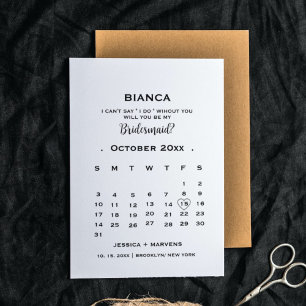 Eleganter Calligraphy-Kalender Brautjungfer Antrag Einladung
