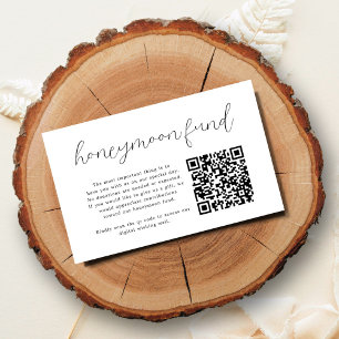 Eleganter Calligraphy Qr Code Honeymoon Fund Begleitkarte