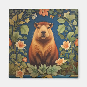 Eleganter Capybara, inspiriert von William Morris Magnet