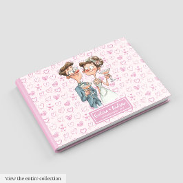 Eleganter Cartoon Couple Wedding Gästebuch