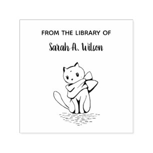 Eleganter Cat Scarf Personalisierte Bibliothek Permastempel