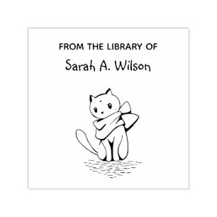 Eleganter Cat Scarf Personalisierte Bibliothek Permastempel