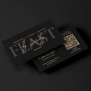 Eleganter Catering-Service Schwarz Visitenkarte