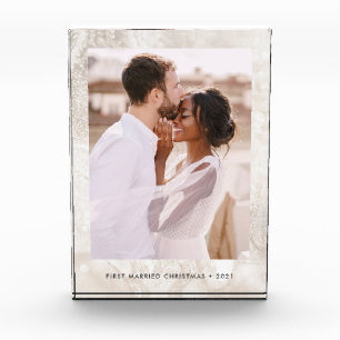 Eleganter Champagne Marble Look Fotoblock