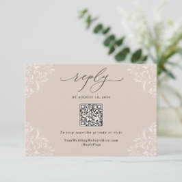 Eleganter Champagne Tan Neutral Wedding QR Code RSVP Karte