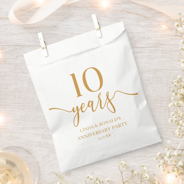 Eleganter Champagner 10. Hochzeitstag Geschenktütchen (Ausgeschnitten)