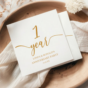 Eleganter Champagner 1. Hochzeitstag Serviette