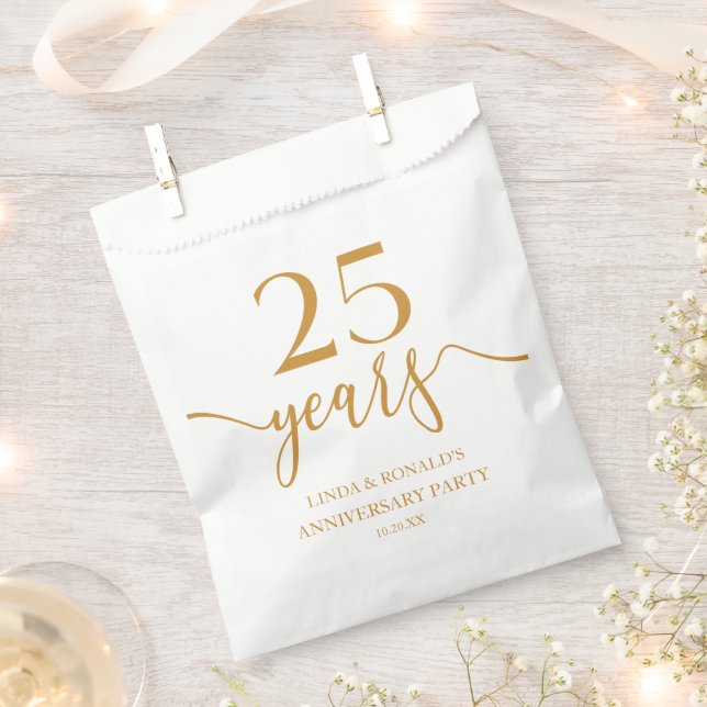 Eleganter Champagner 25. Hochzeitstag Geschenktütchen (Ausgeschnitten)