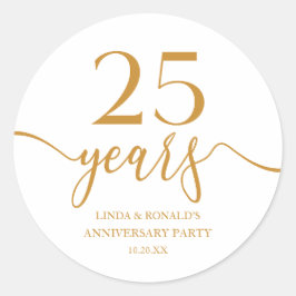 Eleganter Champagner 25. Hochzeitstag Runder Aufkleber