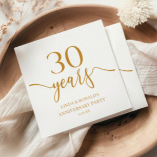 Eleganter Champagner 30. Hochzeitstag Serviette