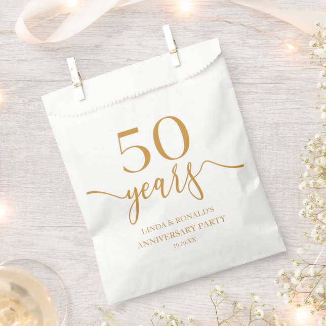 Eleganter Champagner 50. Hochzeitstag Geschenktütchen (Ausgeschnitten)