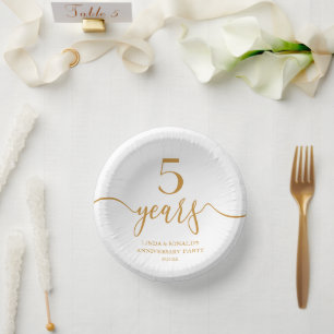 Eleganter Champagner 5. Hochzeitstag Pappteller